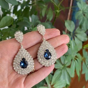 Faux Diamond and Sapphire Earrings